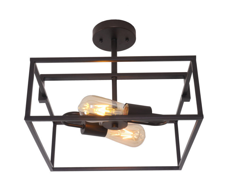 Chloe Lighting Nolan Farmhouse 2-Light Black Square Semi-Flush Pendant