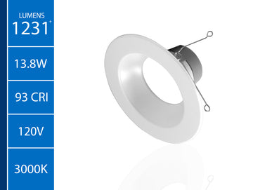 DLR566121203KWH-12PK 5/6", White Recessed LED Downlight, 12 Pack