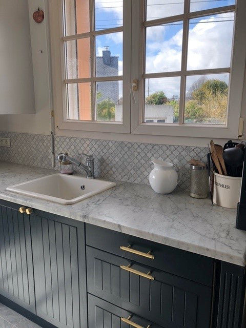 Carrara Venato Marble Arabesque Baroque Lantern Mosaic Tile Polished, 1 sheet