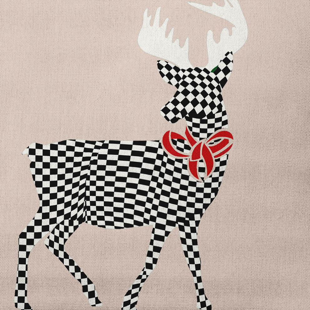 Merry Deer Decorative Throw Pillow, Taupe, 18"x18"
