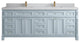 Paris 84" Double Sink Bathroom Vanity, Blue Heather 2" Calacatta Sienna