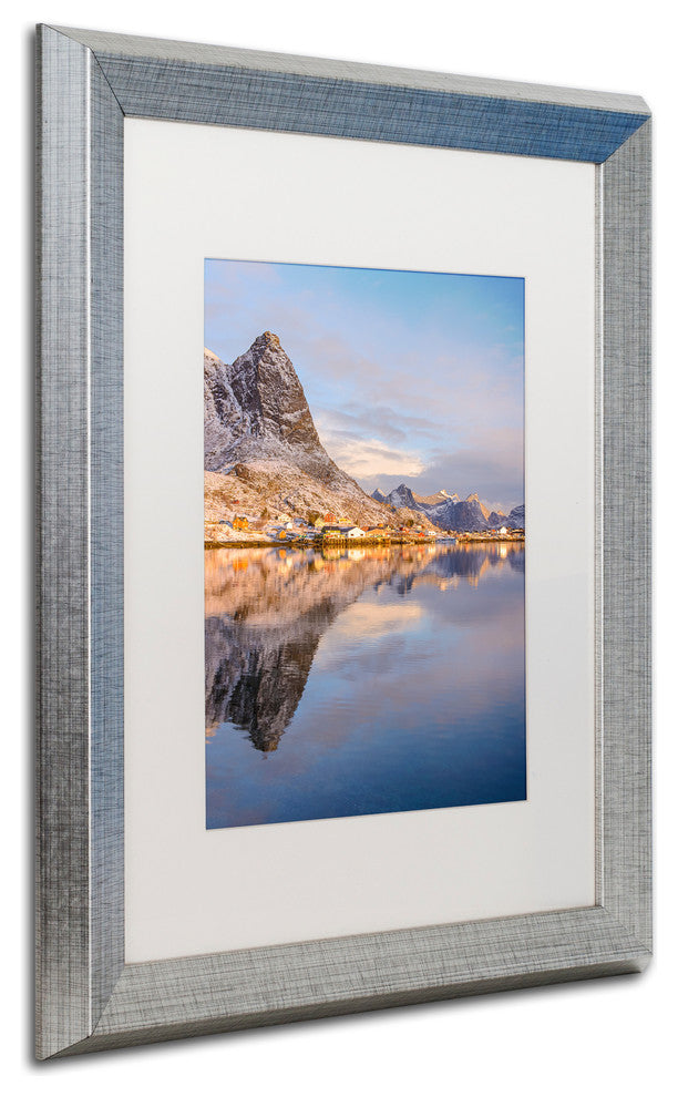 Michael Blanchette 'Mountain Cascade' Art, Silver Frame, White Mat, 20x16