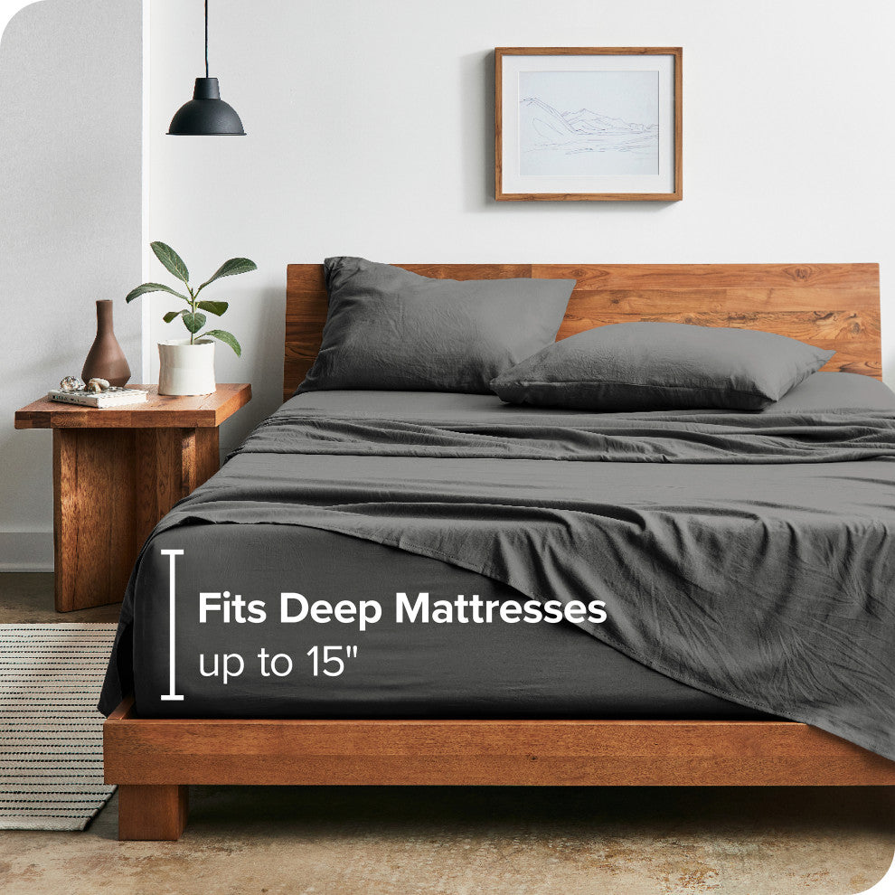 Sandwashed Microfiber Sheet Set, Sandwashed Gray, Twin