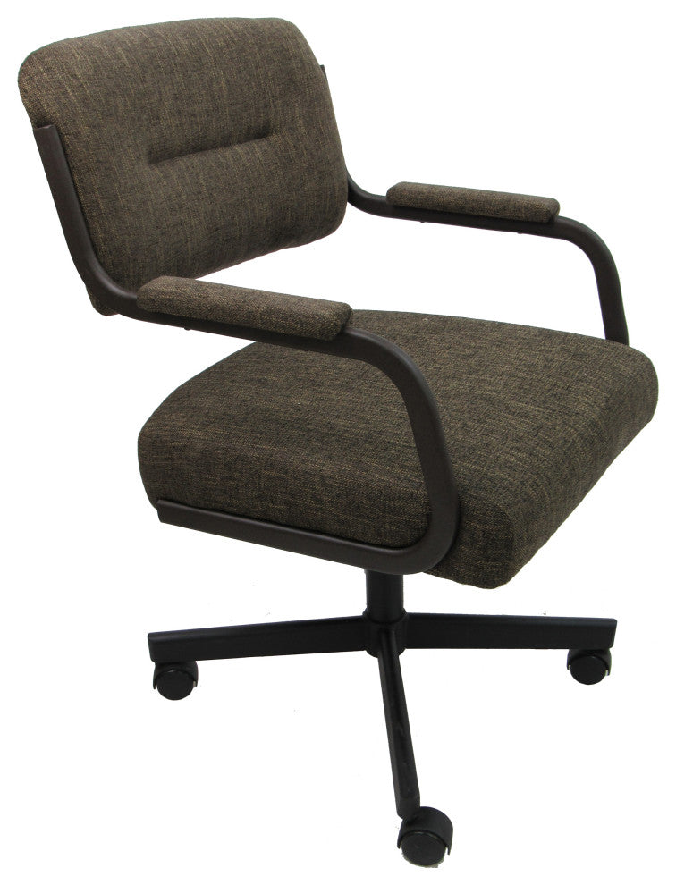 Set of 4, Swivel Metal Caster Dining Chairs M-110, Sanora Brown on Brown