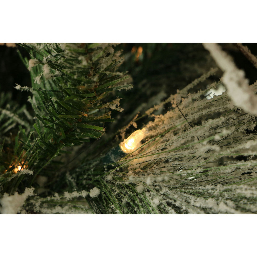 Flocked Snowy Pine Christmas Tree, 12', Smart String Lights