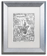 KCDoodleArt 'Hamsa Hand' Art, Silver Frame, White Matte, 11"x14"