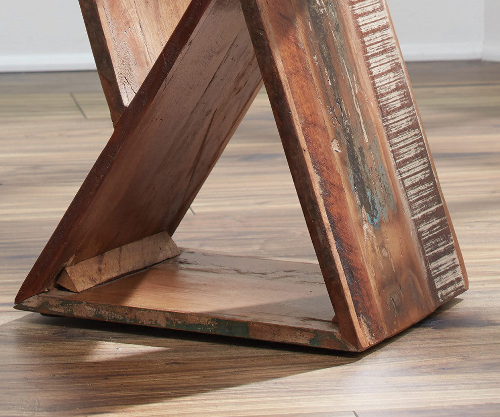 Wooden Geometric Accent Table, Natural