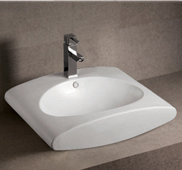 Isabella Rectangular Wall Mount Basin With Integrated Oval Bowl