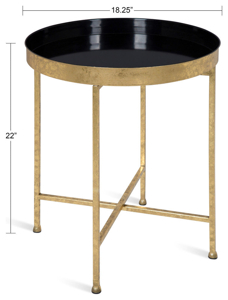 Celia Round Metal Side Table, Gold Black