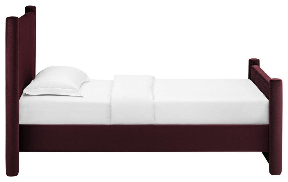 Rael Performance Velvet Twin Platform Bed, Mulberry