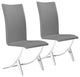 Set of Two Contempo Slim Gray Faux Leather and Stainless Dining Chairs