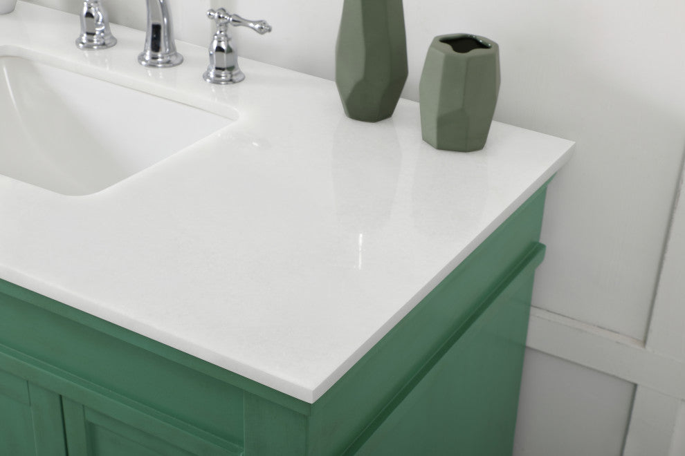 42" Single Bathroom Vanity, Vintage Mint With Ivory White Engineered Marble