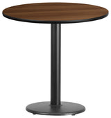 30" Round Walnut Laminate Table Top With 18" Round Table Height Base