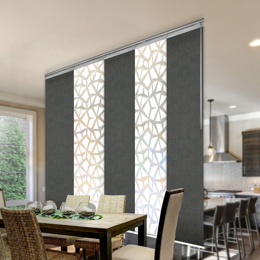 Scattered-Koala Gray 5-Panel Track Extendable Vertical Blinds 58-110"x94"