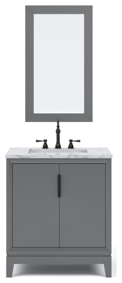 Elizabeth 30" Single Sink Carrara White Marble Vanity, Cashmere Gray