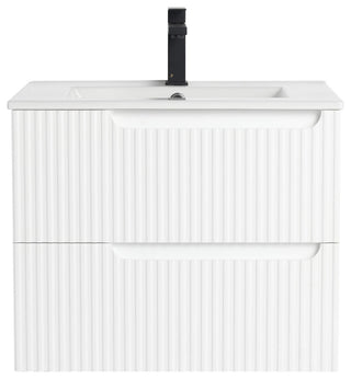 Citiscape Bath Vanity, Textured Drawer Fronts Sink Included, White, 24"