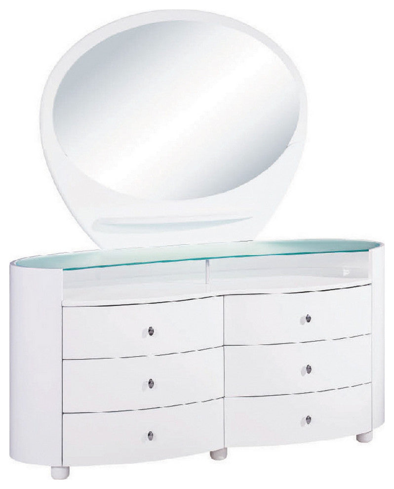31" Sophisticated White High Gloss Dresser