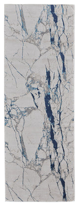 Weave & Wander Armada Modern Ivory/Blue Rug, 2'10"x7'10"