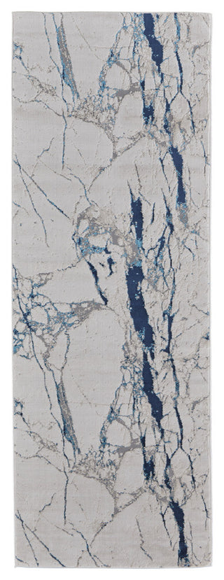 Weave & Wander Armada Modern Ivory/Blue Rug, 2'10"x7'10"