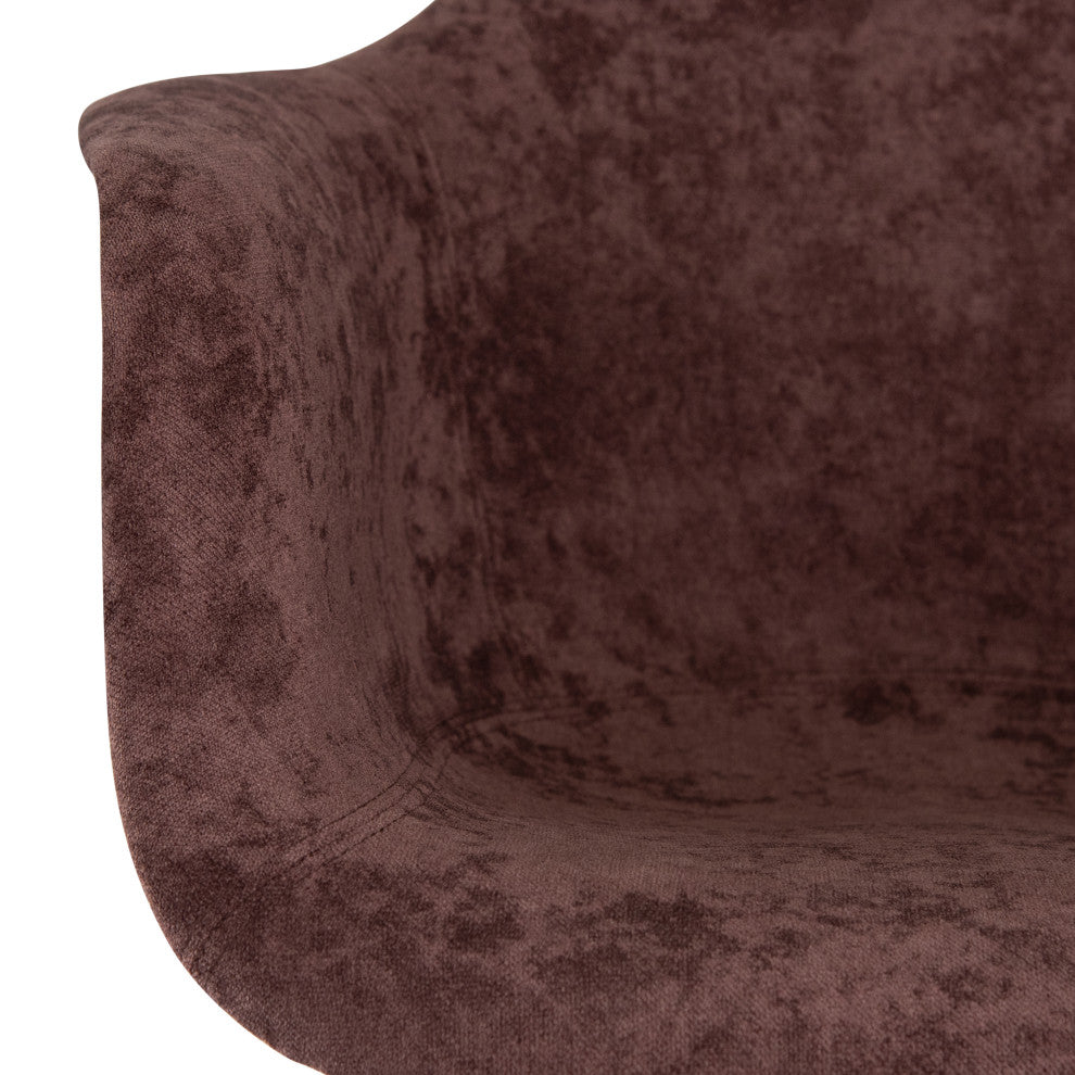 LeisureMod Willow Velvet Eiffel Wooden Base Accent Chair Set of 4 Coffee Brown