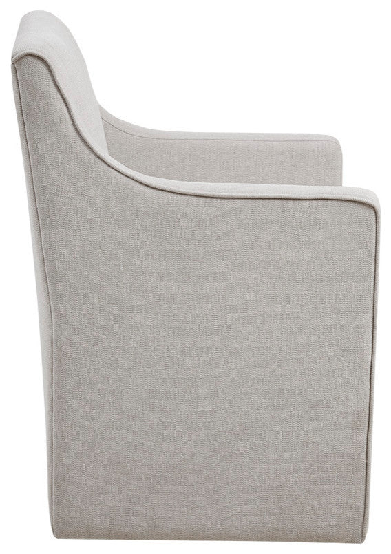 Madison Park Charlotte Skirted Dining Arm Chair with Casters, Gray