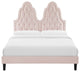 Tufted Platform Bed Frame, Twin Size, Velvet, Pink, Modern Contemporary, Bedroom