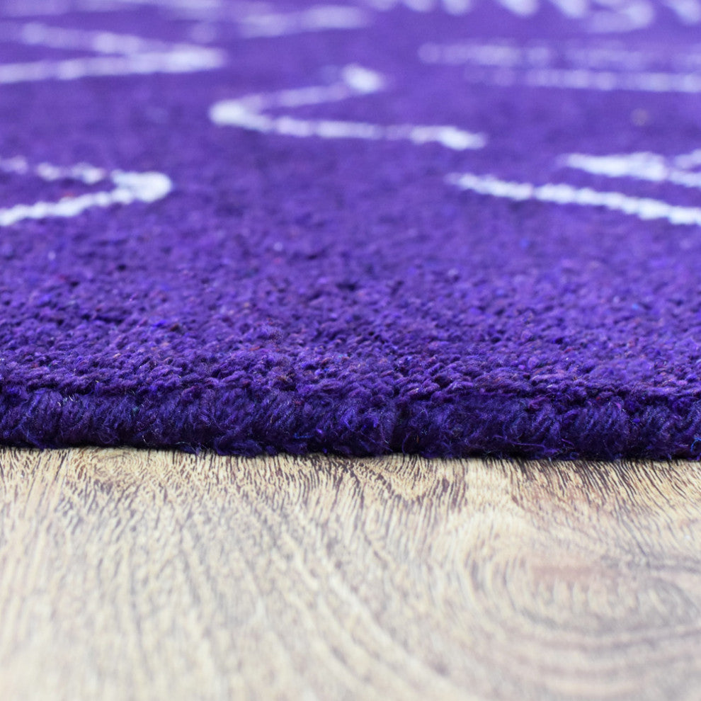HAND KNOTTED LOOM SILK ECO-FRIENDLY RUG-9'x12',Rectangle,Purple White,Contempora
