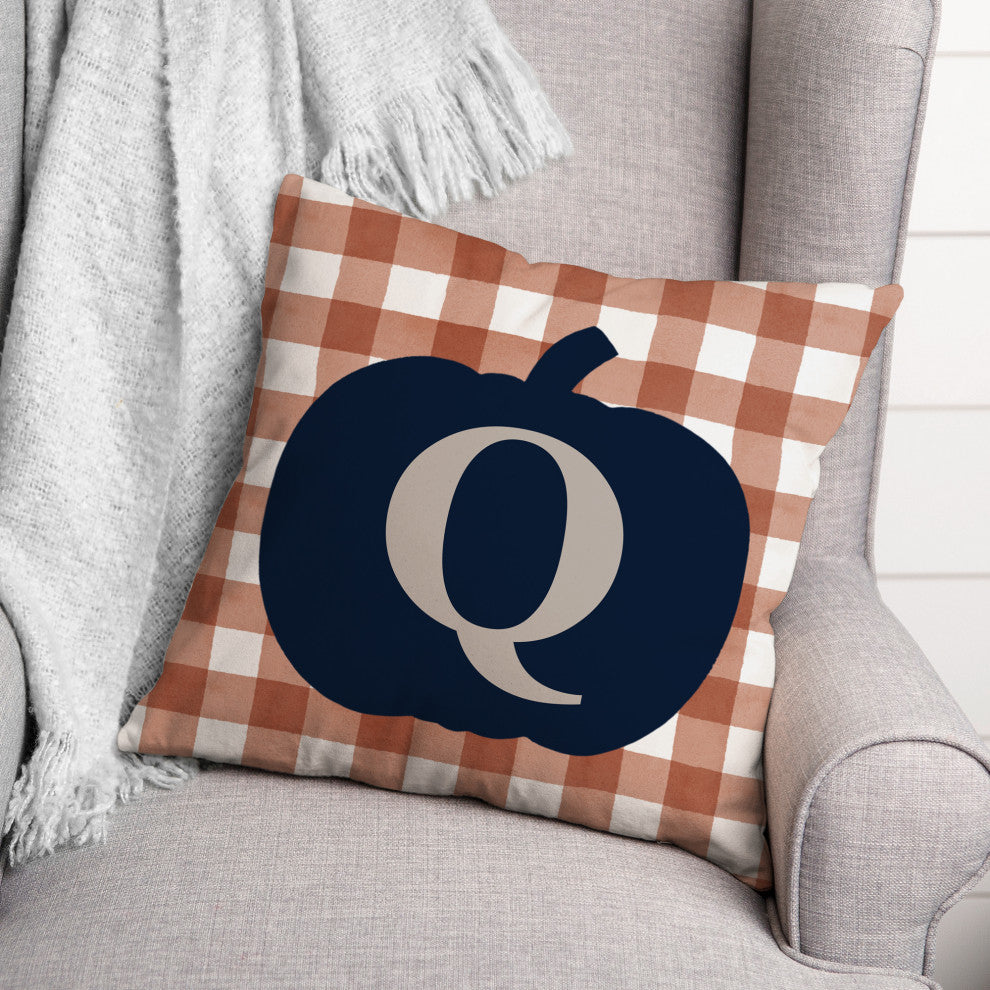 Blue Pumpkin Monogram Q 18x18 Spun Poly Pillow
