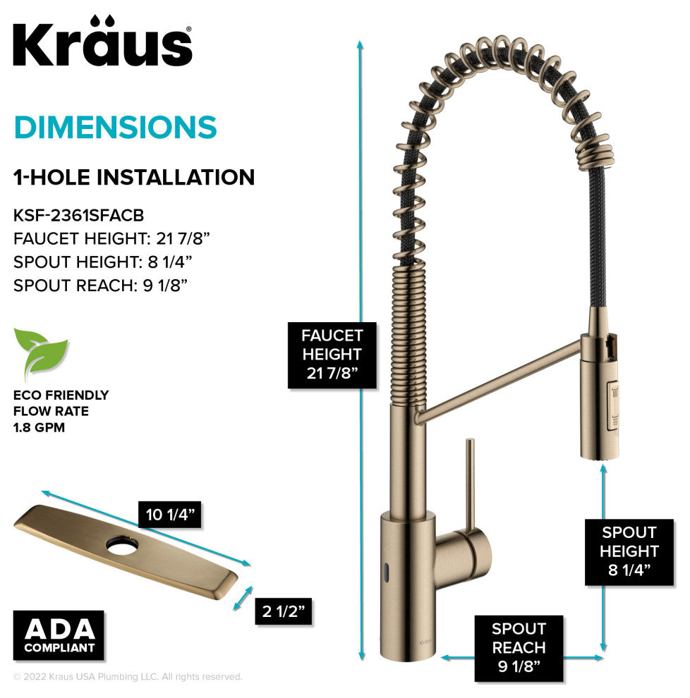 Oletto Touchless Pull-Down 1-Hole Kitchen Faucet