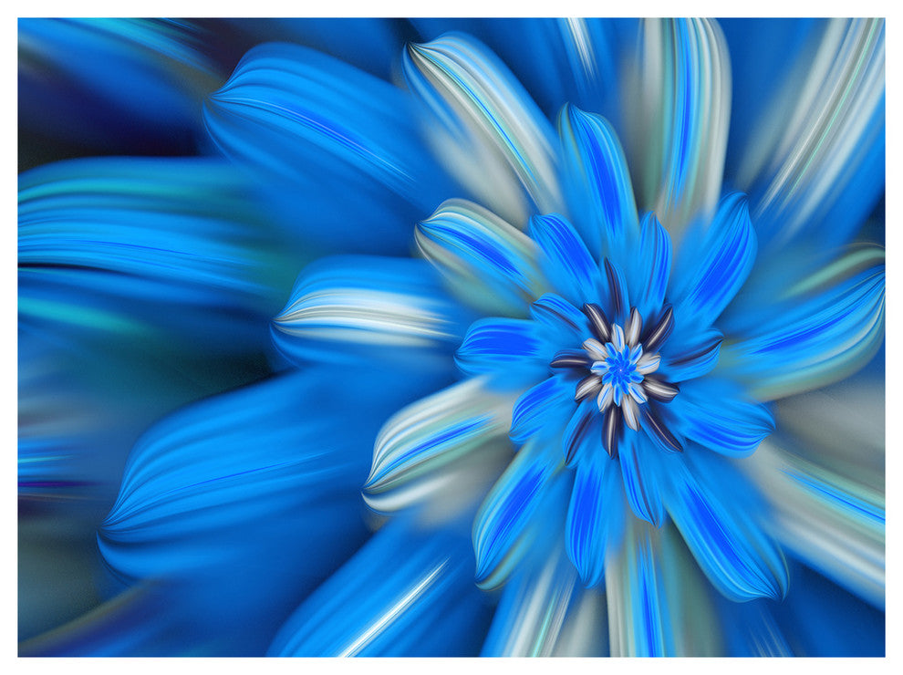 Exotic Dance of Blue Flower Petals, Floral Canvas Art Print, 40"x30"