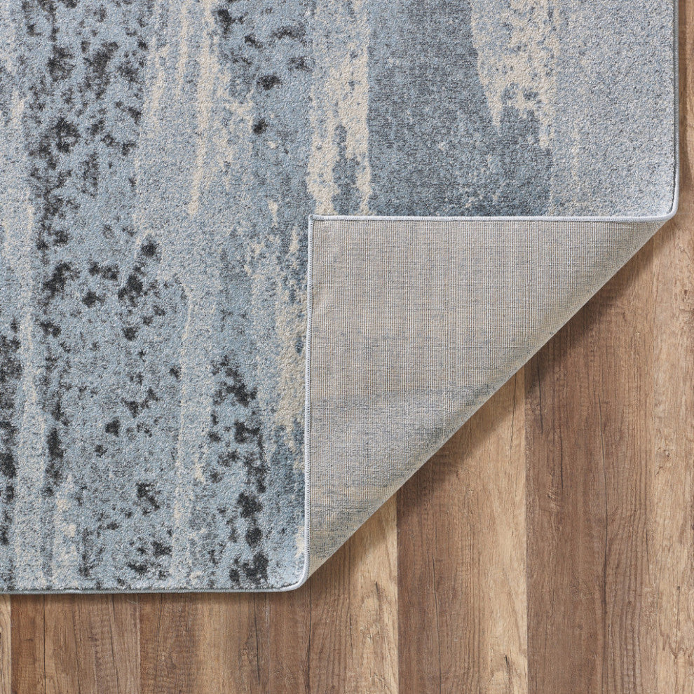 7"x10" Blue Gray Abstract Mist Modern Area Rug