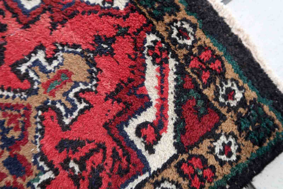 Handmade Vintage Persian Hamadan Mat 1.3'x1.9', 40cmx60cm, 1970s