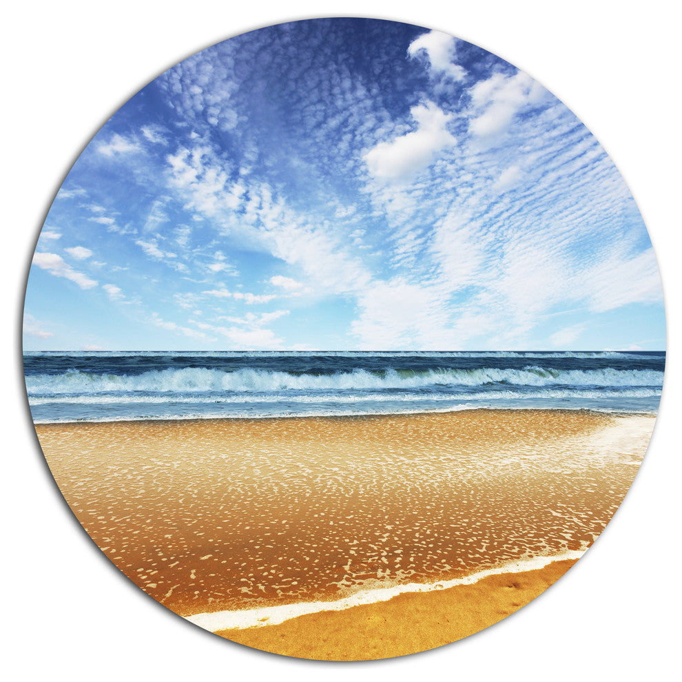Beautiful Sea Under Bright Sky, Seashore Disc Metal Wall Art, 11"