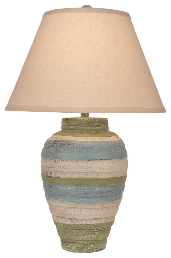 Small Cottage Summer Ribbed Pottery Table Lamp