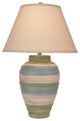 Small Cottage Summer Ribbed Pottery Table Lamp