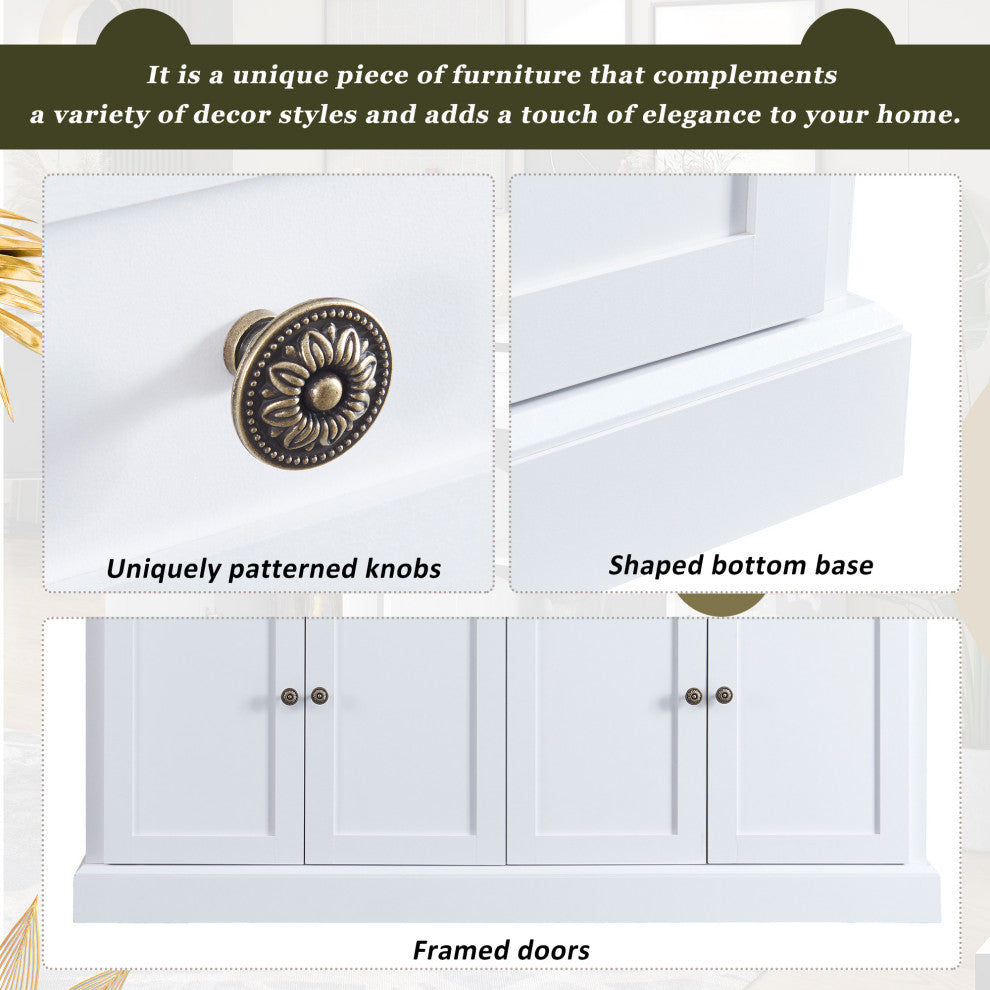 TATEUS 58" Kitchen Sideboard Storage Buffet Cabinet, White