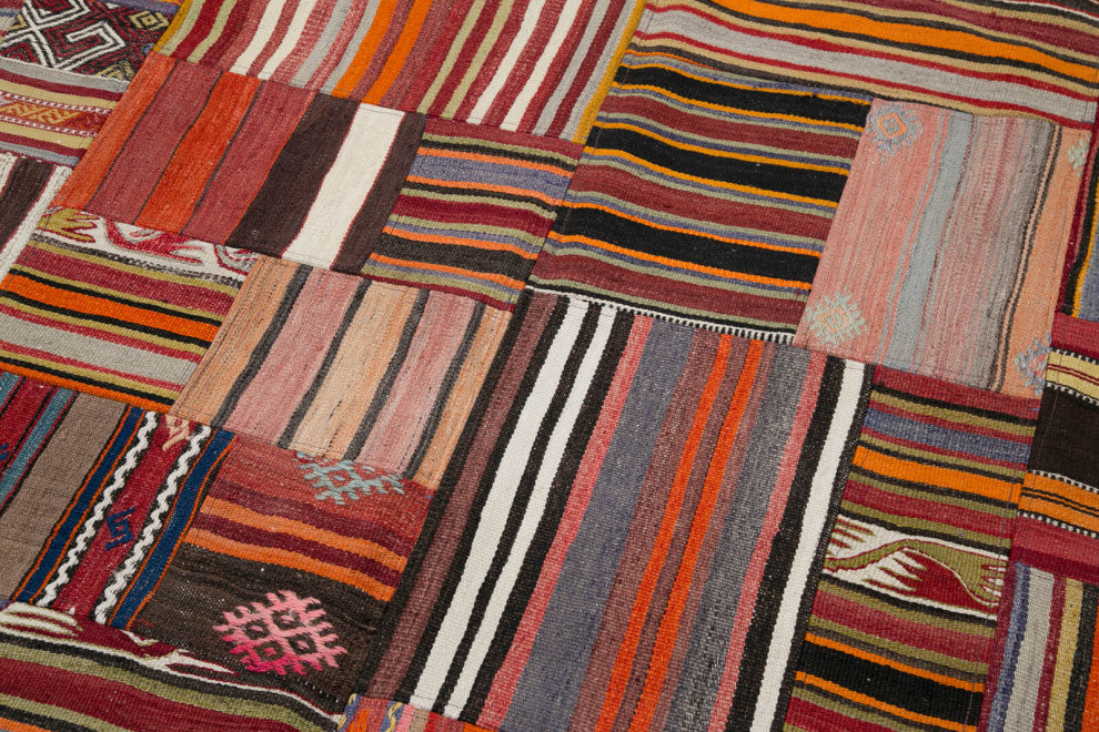Rug N Carpet - Handmade Oriental 6' 8'' x 9' 11'' Tribal Patchwork Kilim Rug
