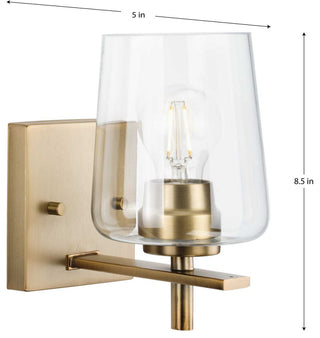 Calais 5" 1-Light Vintage Brass Clear Glass Bath Vanity Light