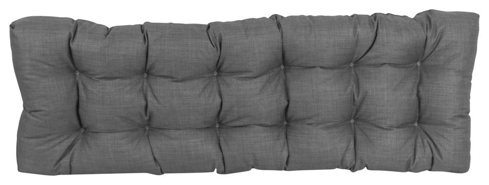55"x19" Tufted Solid Outdoor Spun Polyester Loveseat Cushion Gray