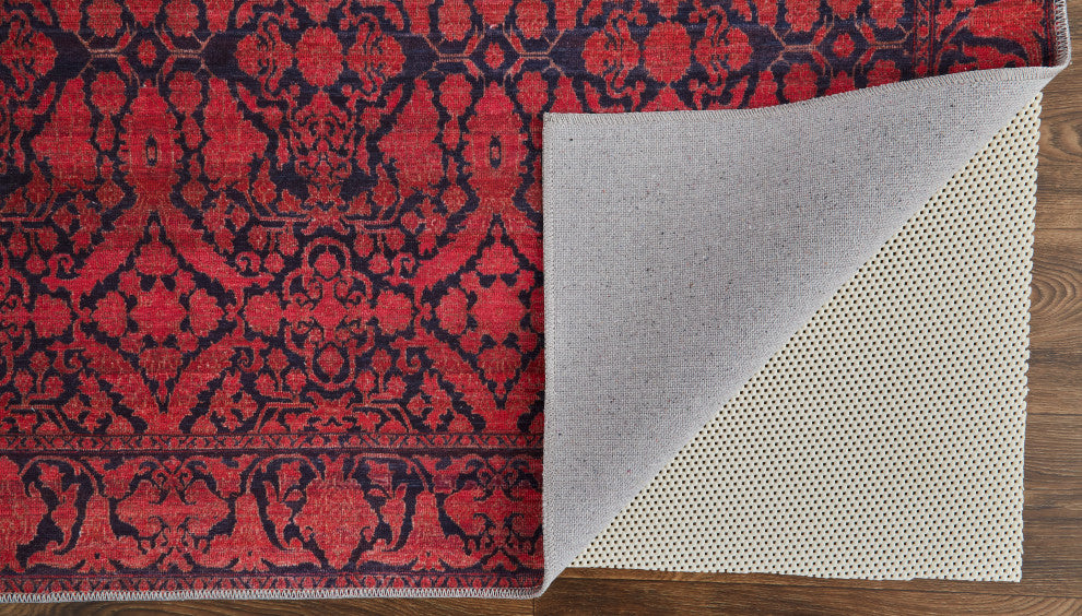 Welch Oriental Machine Washable Pink/Blue Rug, 2'7"x8' Runner