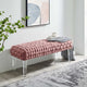 Ottoman Bench, Pink, Velvet, Modern, Mid Century Hotel Lounge Cafe