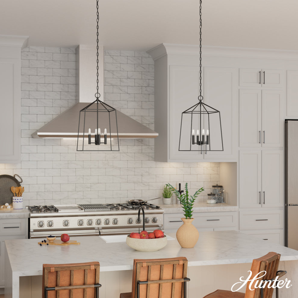 Fair Oaks Flat Matte Black 4 Light Pendant