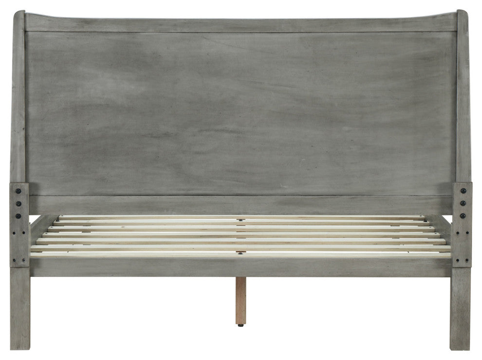 Agatha Rustic Wooden Queen Platform Bed, Rustic Gray