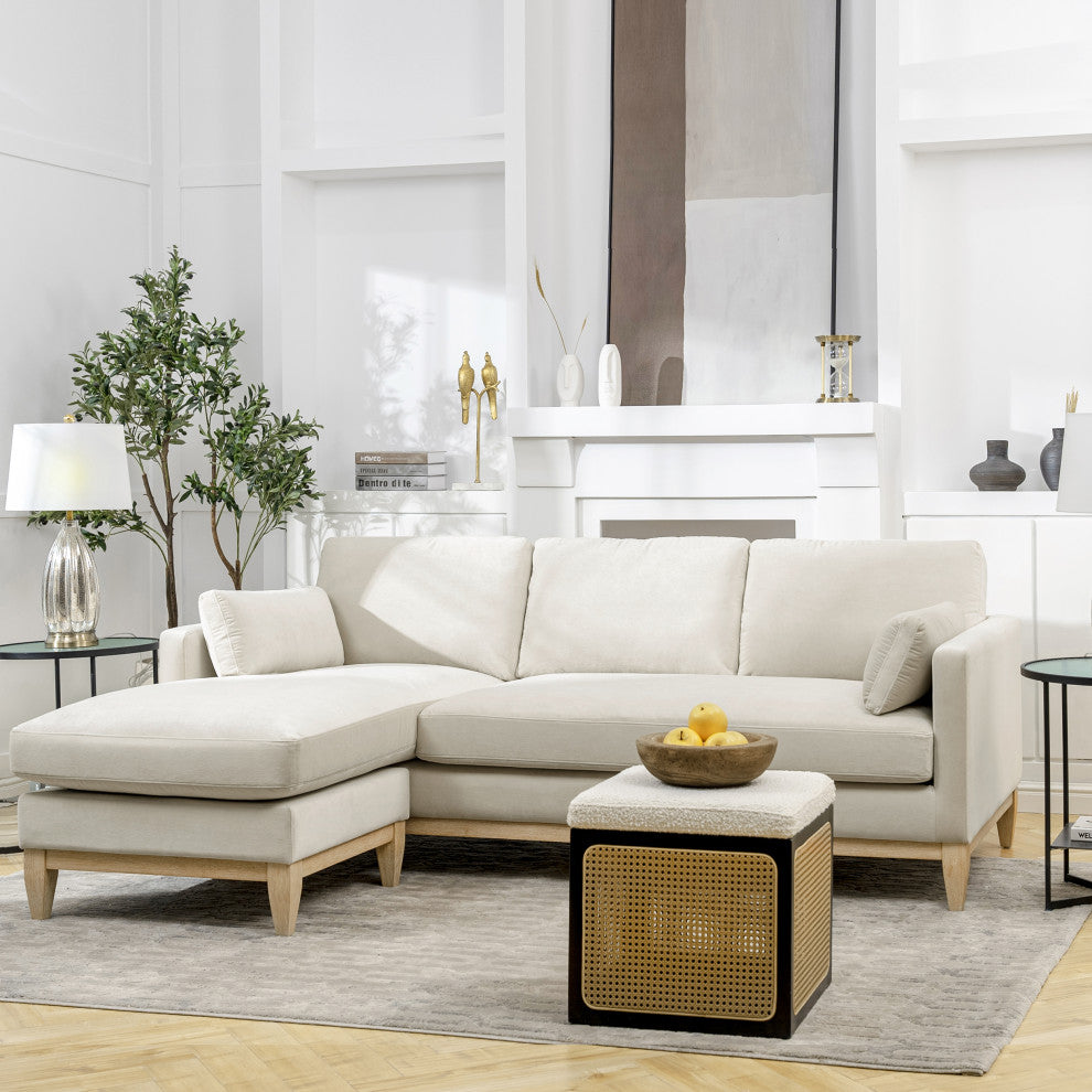 Knox 89" Modern Farmhouse Reversible Chaise Sectional Sofa, French Beige