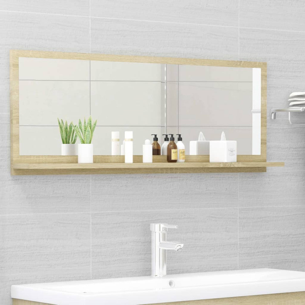 vidaXL Mirror Vanity Mirror Wall Mounted Bath Mirror Sonoma Oak Engineered Wood