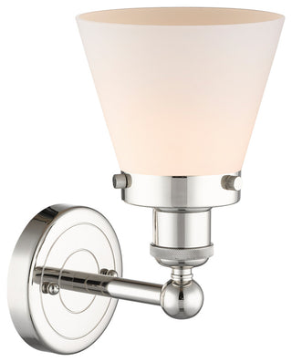 Small Cone 1-Light 7" Sconce, Polished Nickel Finish, Matte White Shade