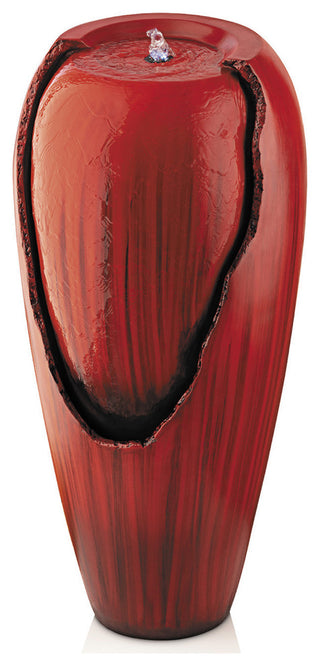 33" Tall Water Jar Fountain with LED Light, Red