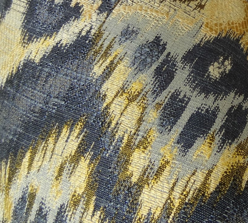 Sacred Pixie Blue Navy and Taupe Handmade Luxury Pillow, 12"x20"