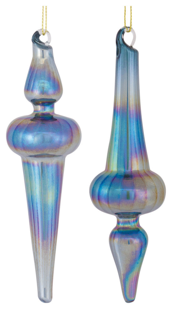 Irredescent Glass Finial Drop Ornament, 12-Piece Set