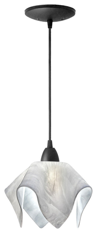 Small Jezebel Signature Flame Pendant, Lotus, Matte Black Base